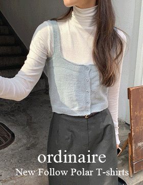 [ordinaire] 뉴 팔로우 폴라티셔츠 (6color/블랙,크림,스카이 단독주문시당일발송) (목폴라, 직잭블랙위크)
